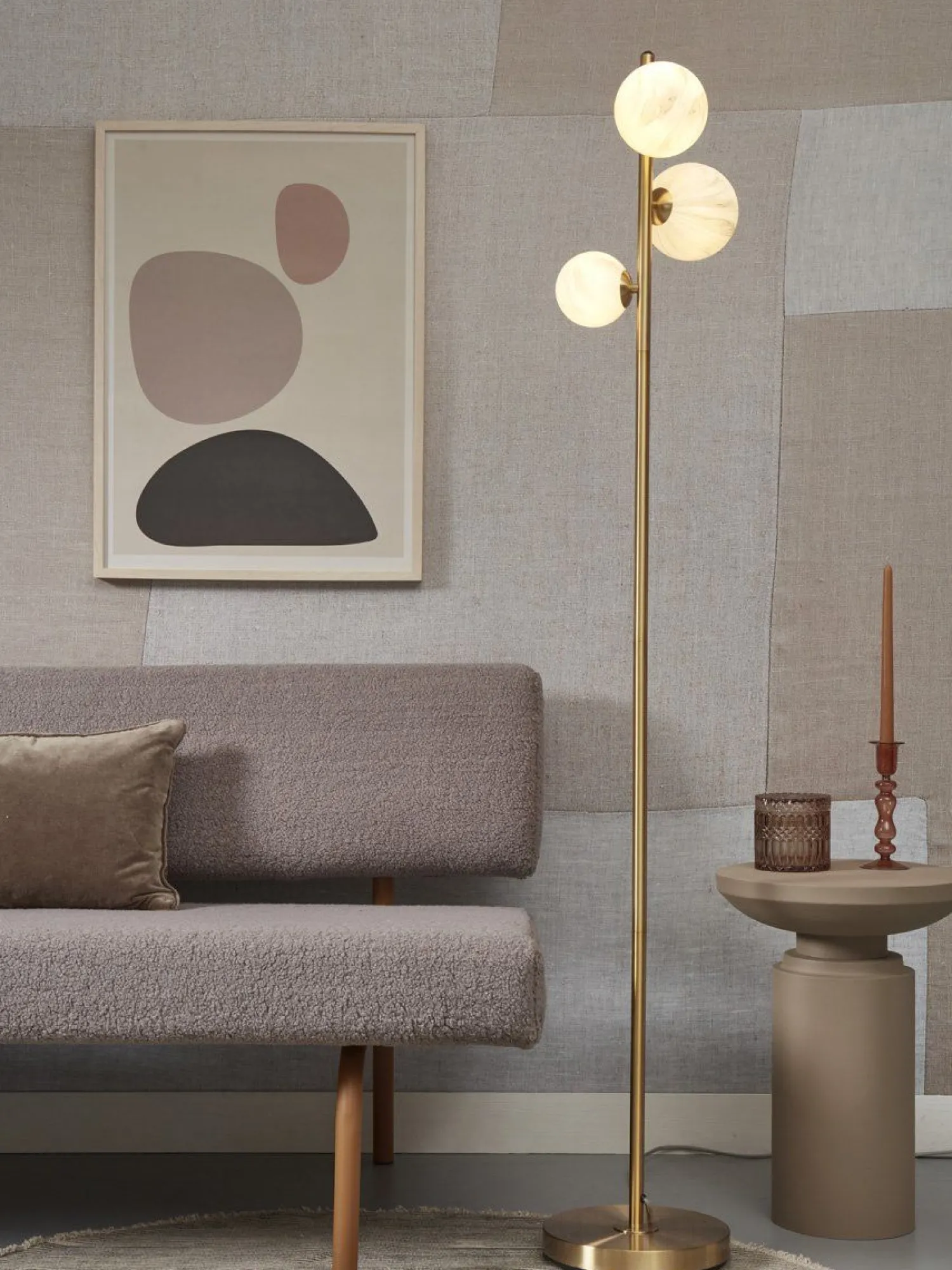 Vloerlampen|Vloerlampen-It's about RoMi Carrara Vloerlamp White marble, Gold