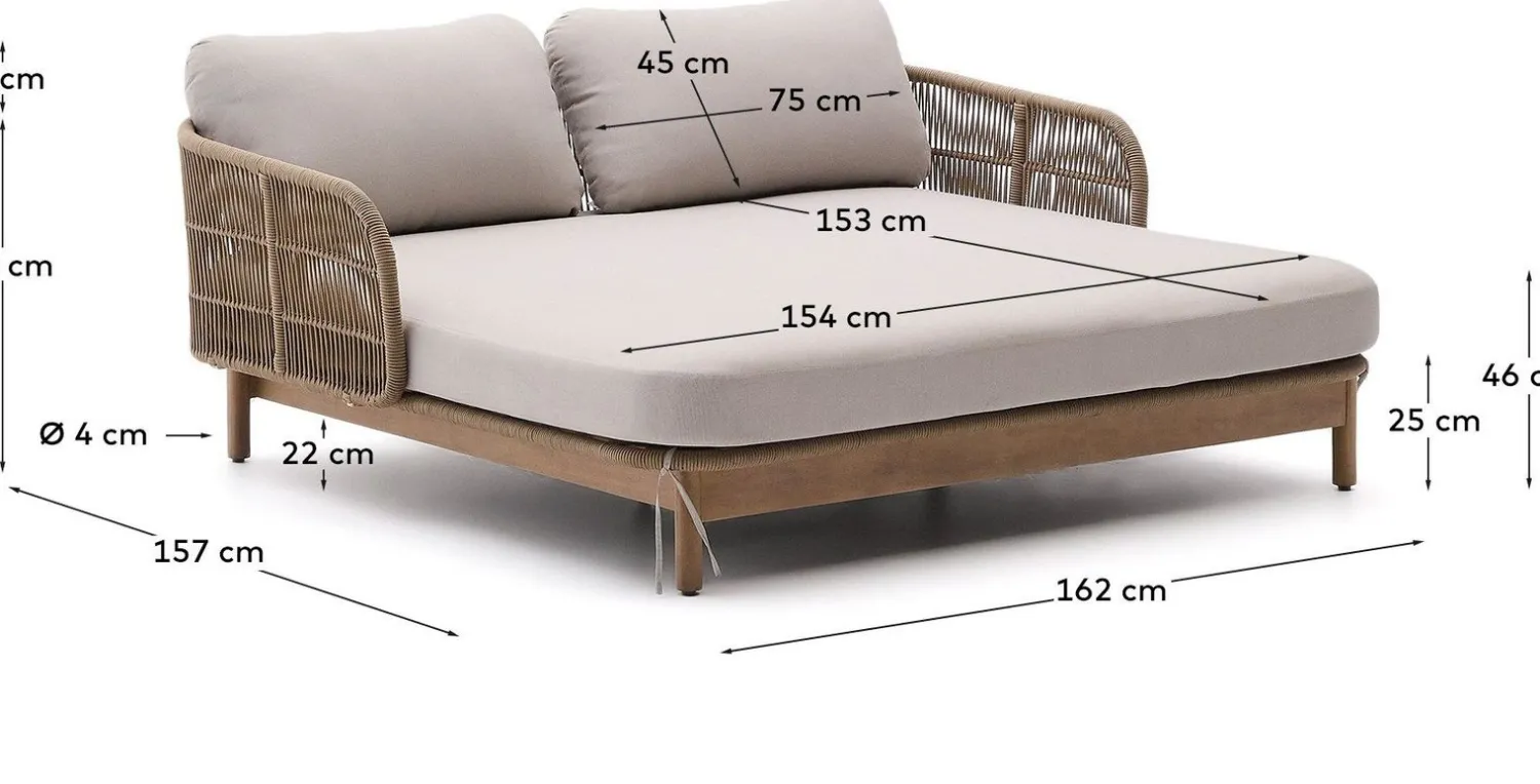 Tuinbanken-Kave Home Catalina Ligbed Beige, Bruin