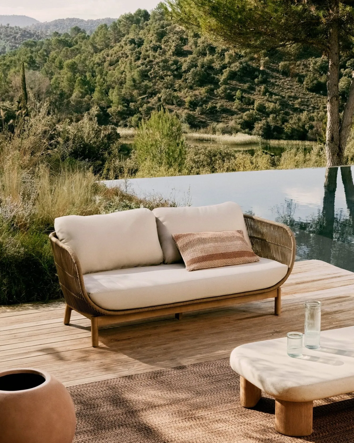 Tuinbanken|Zitbanken-Kave Home Catalina Tuinbank Beige, Bruin