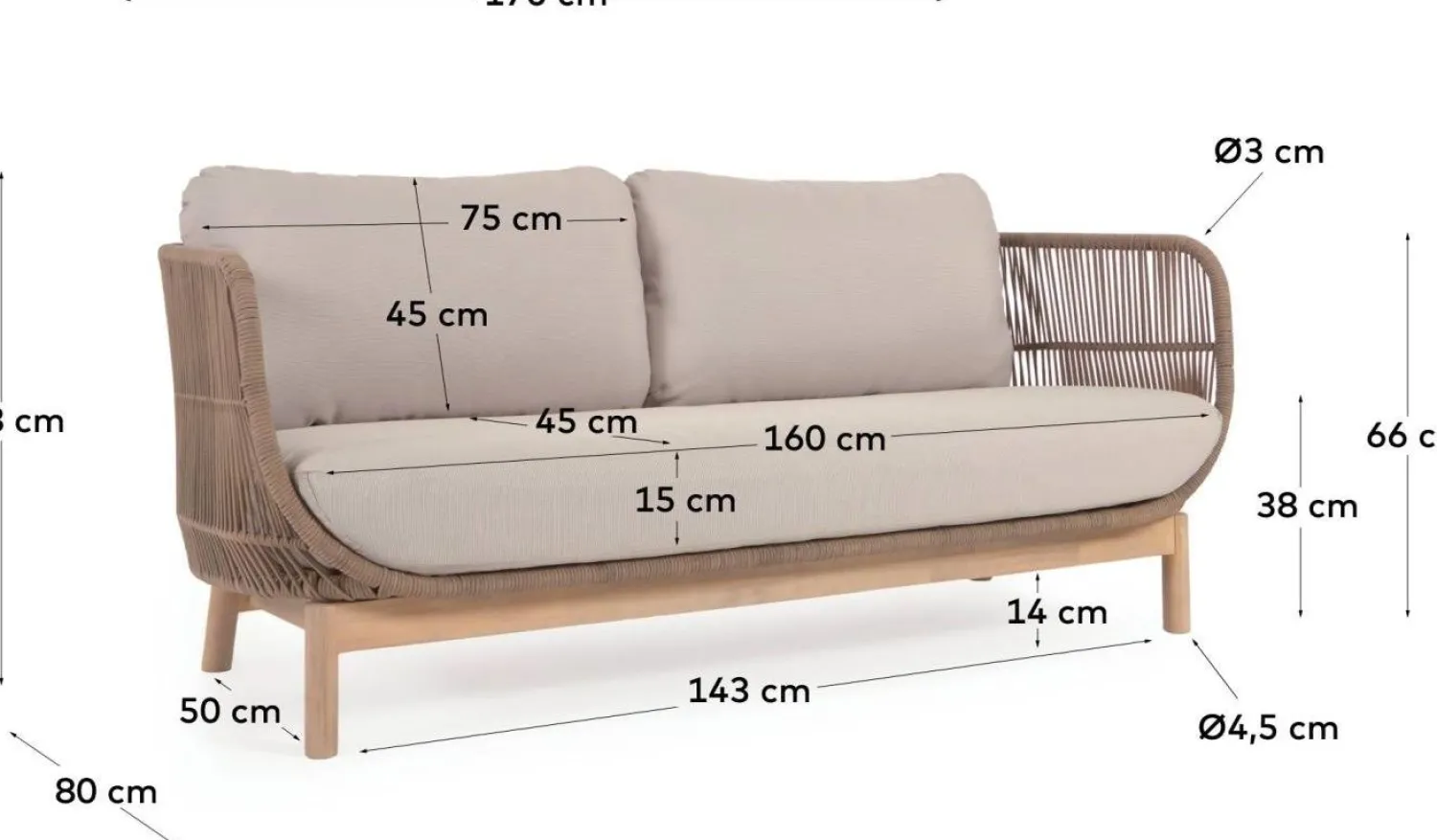 Tuinbanken|Zitbanken-Kave Home Catalina Tuinbank Beige, Bruin