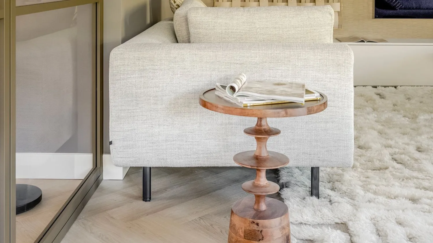 Houten Bijzettafels|Ronde Bijzettafels-Dutchbone Cath Bijzettafel Walnut