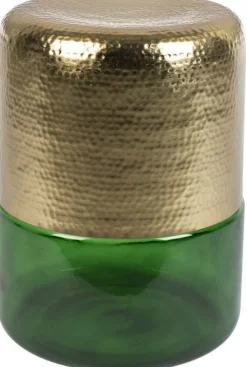 Glazen Bijzettafels|Ronde Bijzettafels-Dutchbone Cave Bijzettafel Green, Gold