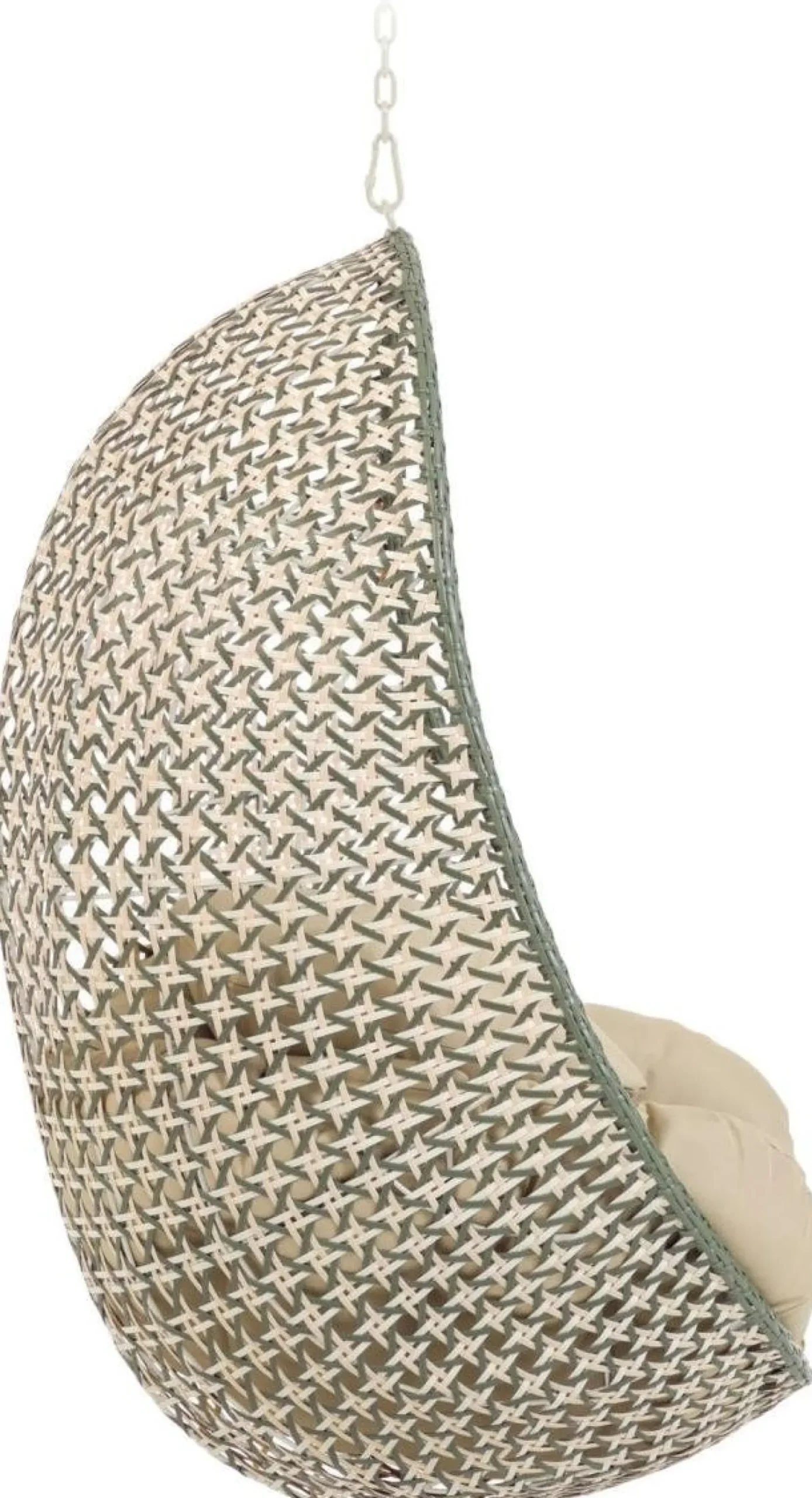 Tuinstoelen-Kave Home Cira Outdoor Hangstoel Groen, Creme