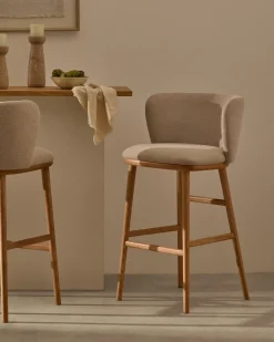 Stoffen Barkrukken-Kave Home Ciselia Barstoel Beige, Naturel