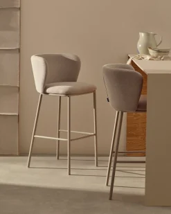 Stoffen Barkrukken-Kave Home Ciselia Barstoel Beige