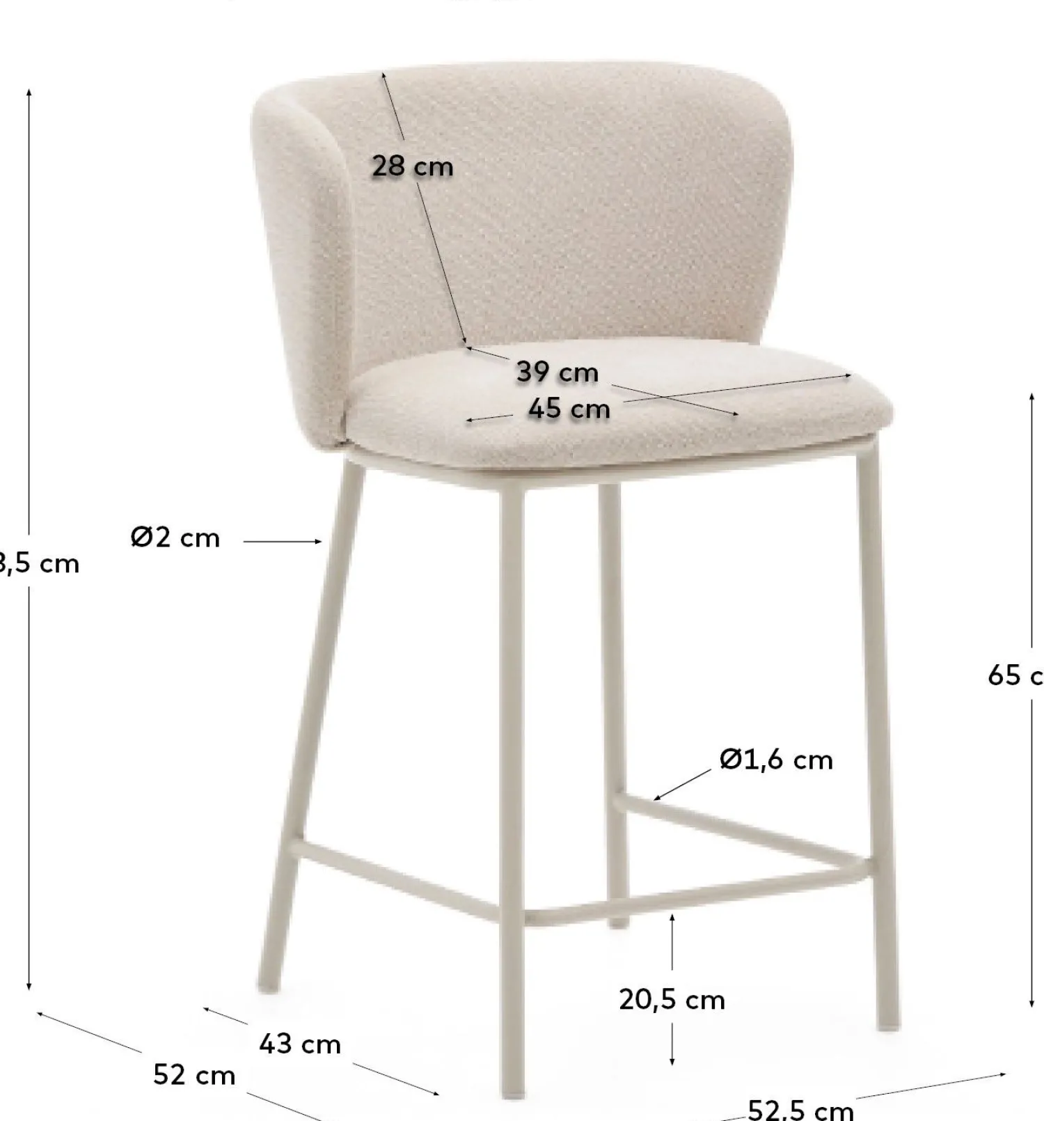 Stoffen Barkrukken-Kave Home Ciselia Barstoel Beige