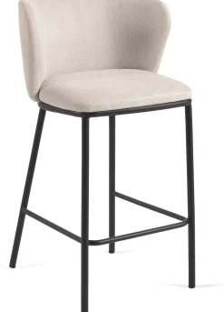 Stoffen Barkrukken-Kave Home Ciselia Barstoel Beige, Zwart