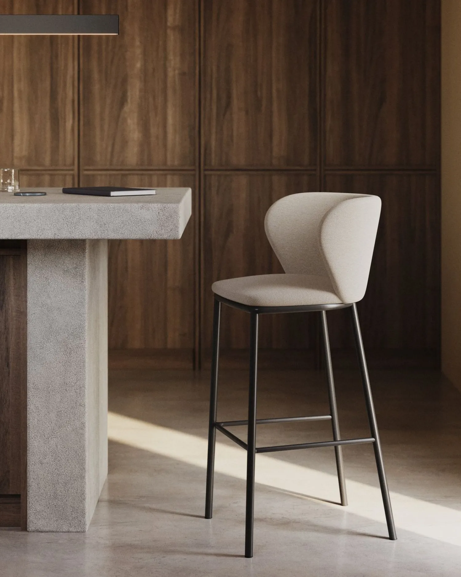 Stoffen Barkrukken-Kave Home Ciselia Barstoel Beige, Zwart