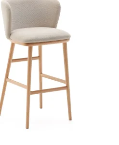Stoffen Barkrukken-Kave Home Ciselia Hoog Barstoel Beige