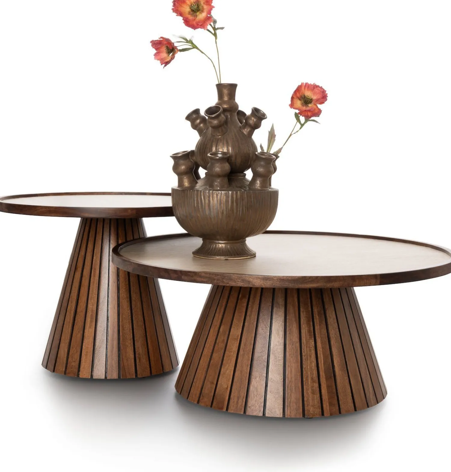 Houten Bijzettafels|Ronde Bijzettafels-COCO maison Cleo Bijzettafel Bruin