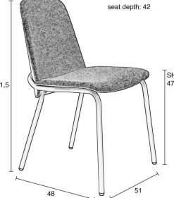 Eetkamerstoelen Zonder Armleuning-Zuiver Clip (set van 2) Eetkamerstoel Beige