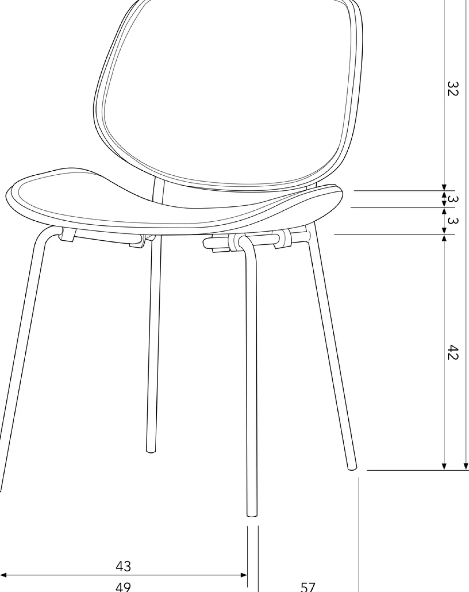 Eetkamerstoelen Zonder Armleuning-WOOOD Close In Eetkamerstoel Black