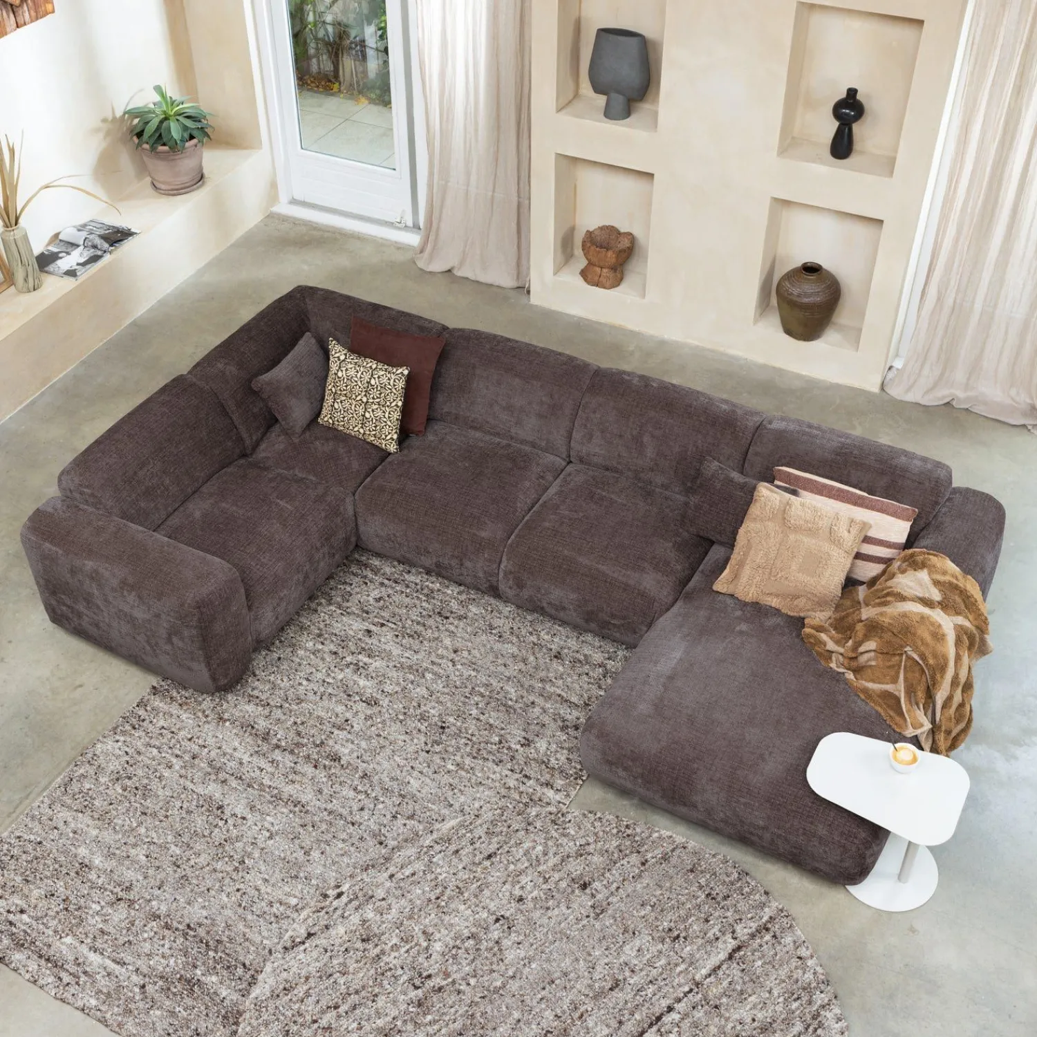 Hoekbanken-WOOOD Cloud U-bank Warm Brown
