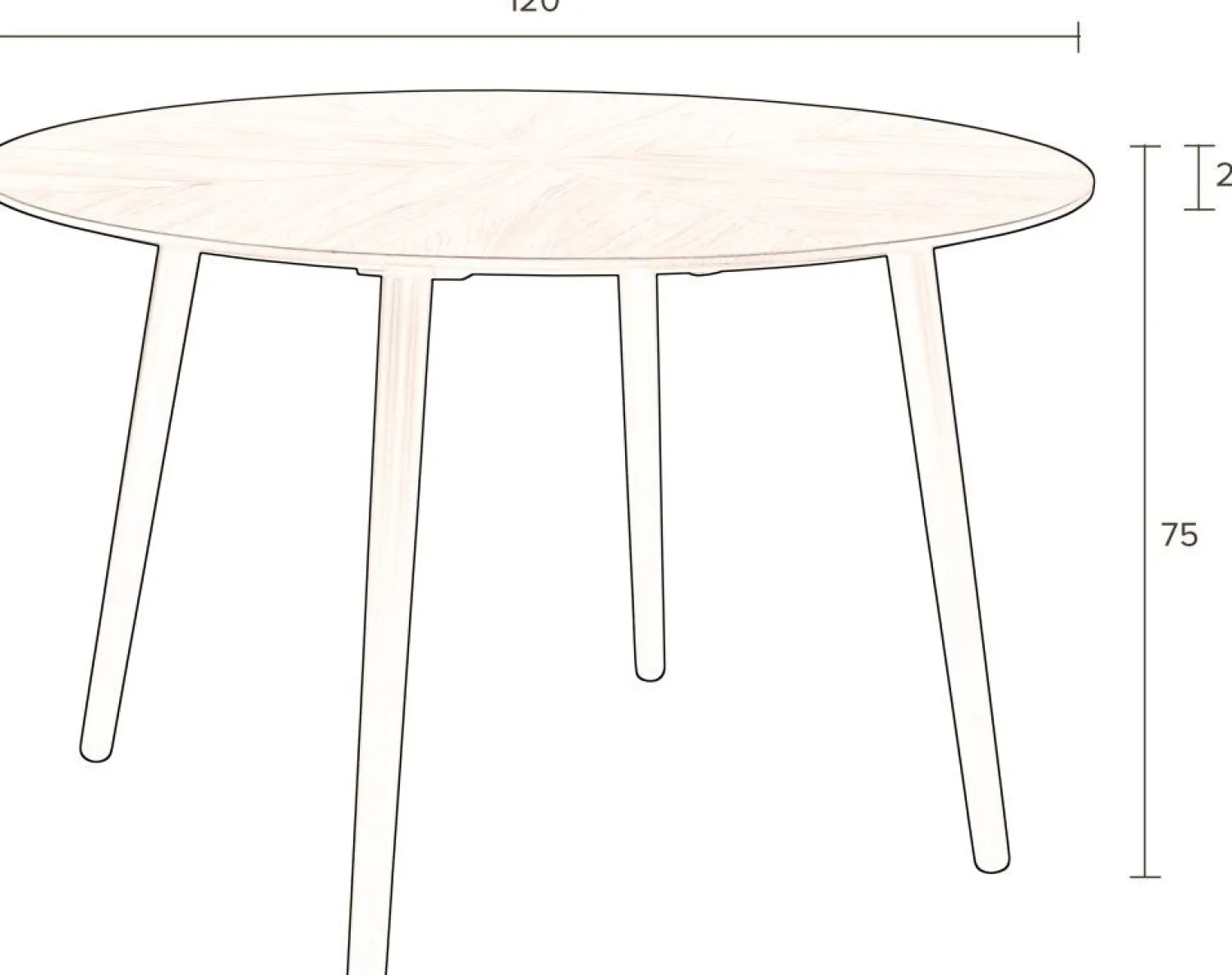Houten Eettafels|Ronde Eettafels-Dutchbone Clover Rond Eettafel Bruin