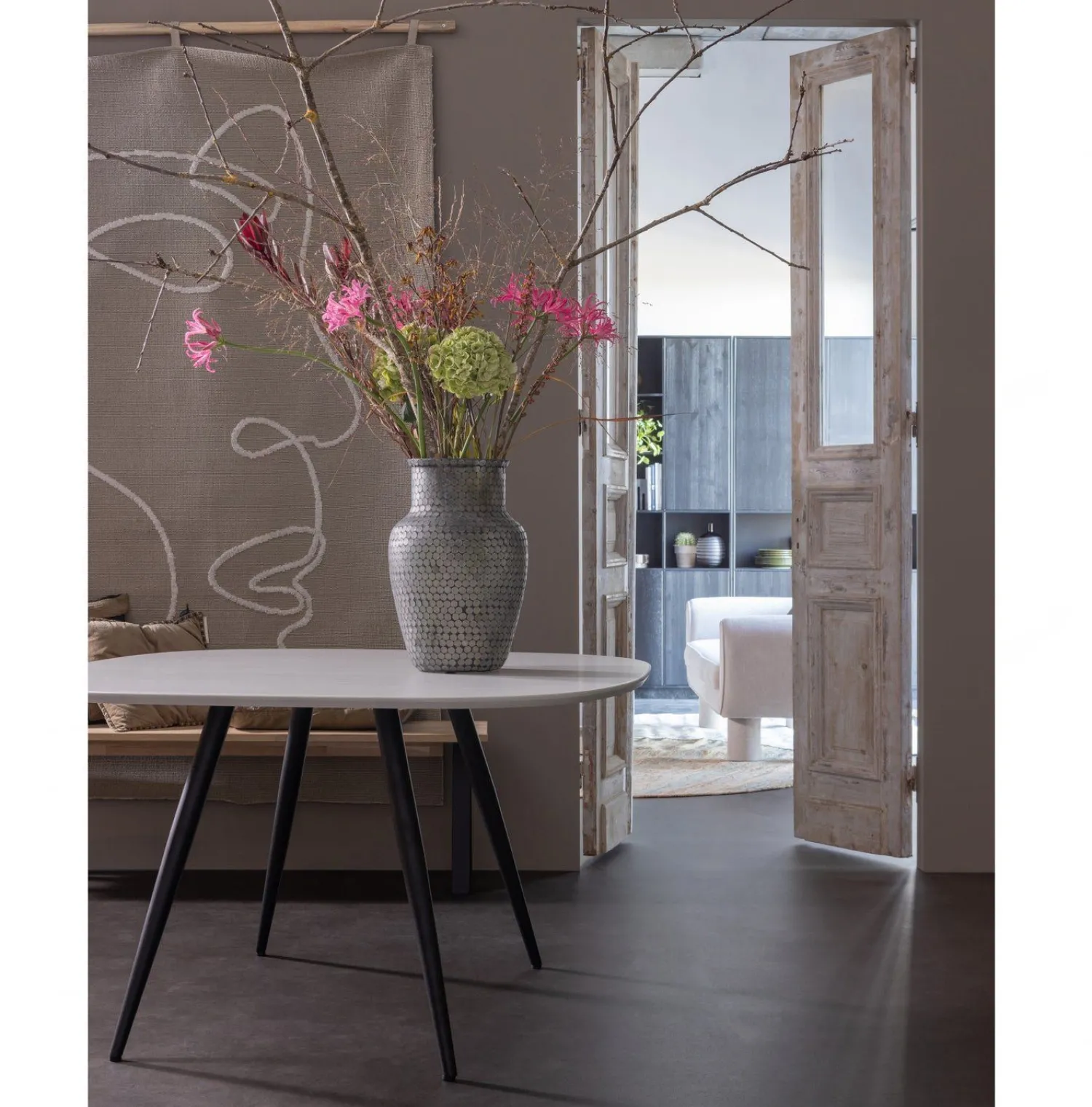 Houten Eettafels|Organische Eettafels-WOOOD Combi-tablo Eettafel Mist