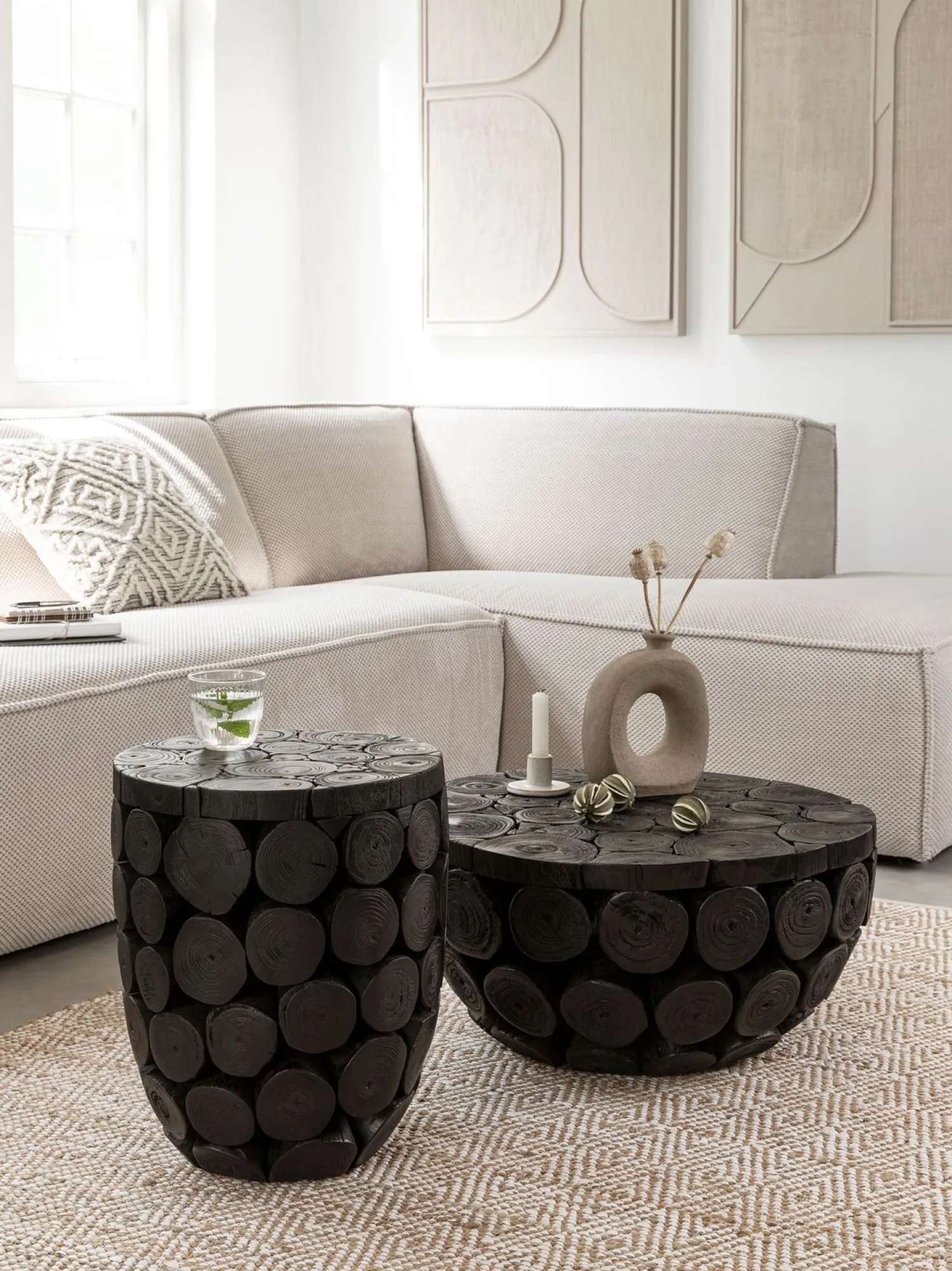 Houten Bijzettafels|Ronde Bijzettafels-MUST Living Cone Bijzettafel Zwart