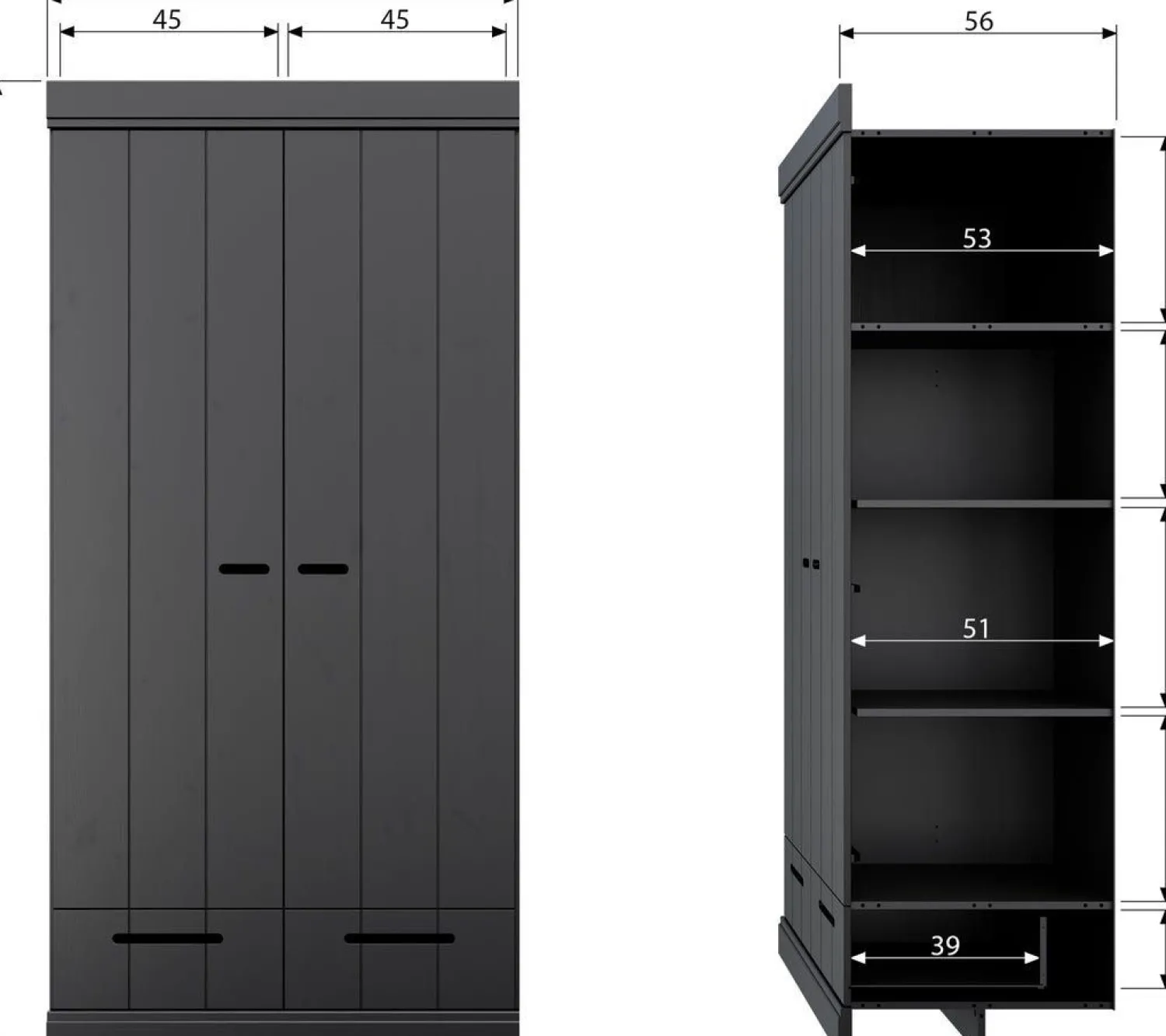 Opbergkasten|Opbergkasten-WOOOD Connect met lades Opbergkast Black
