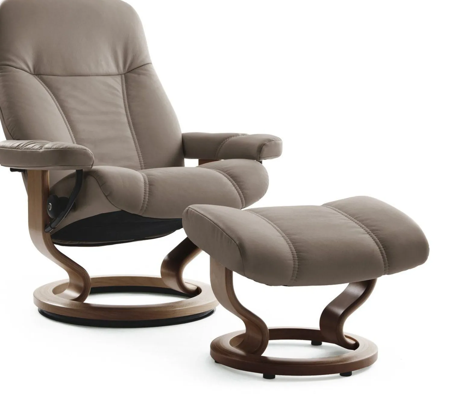 Relaxfauteuils-Stressless Consul Relaxfauteuil + Hocker Light Grey
