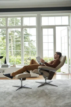 Relaxfauteuils-Stressless Consul Relaxfauteuil + Hocker Light Grey