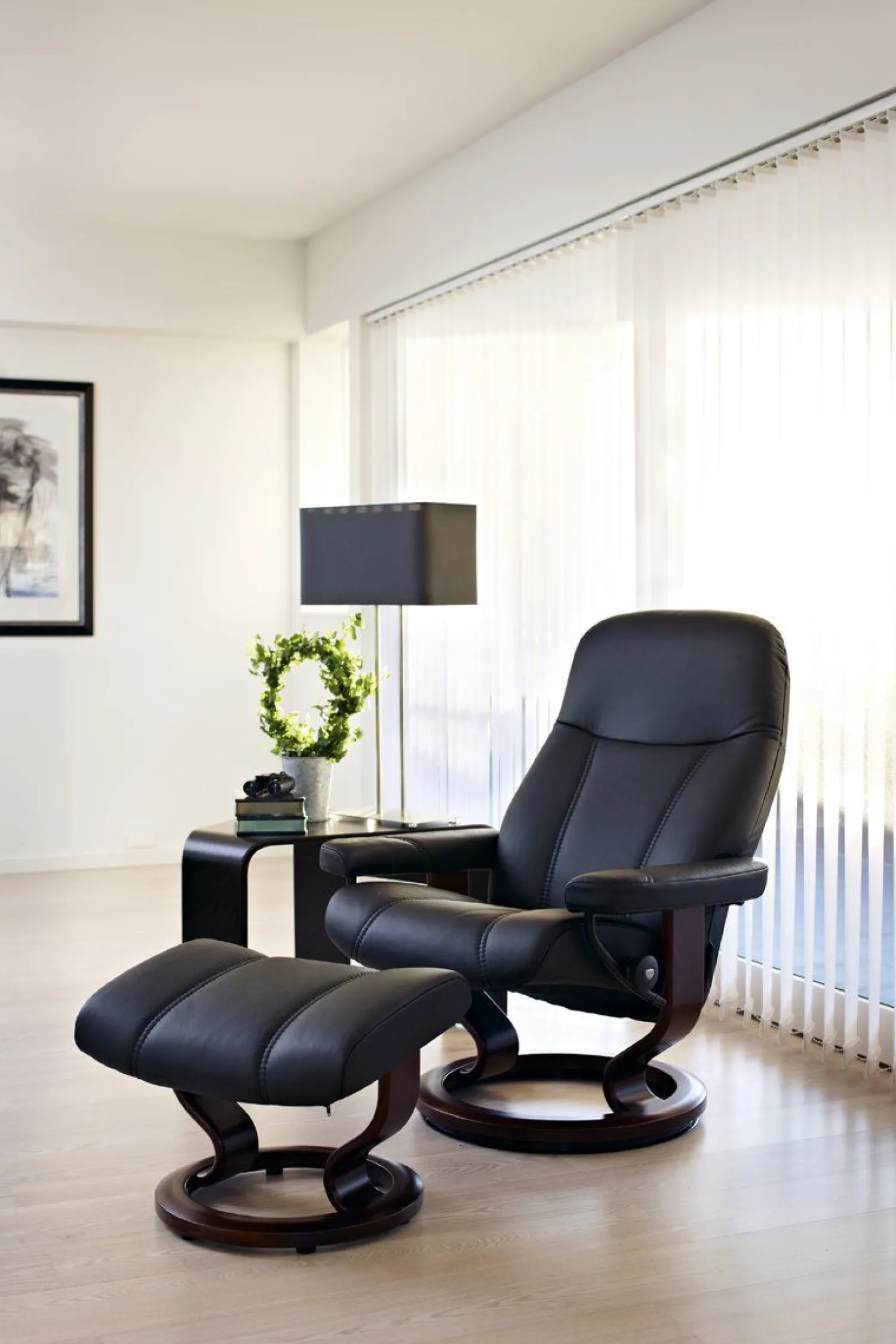 Relaxfauteuils-Stressless Consul Relaxfauteuil + Hocker Light Grey