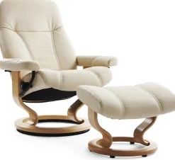 Relaxfauteuils-Stressless Consul Relaxfauteuil + Hocker Light Grey