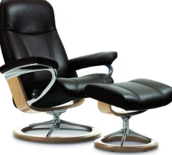 Relaxfauteuils-Stressless Consul Relaxfauteuil + Hocker Light Grey