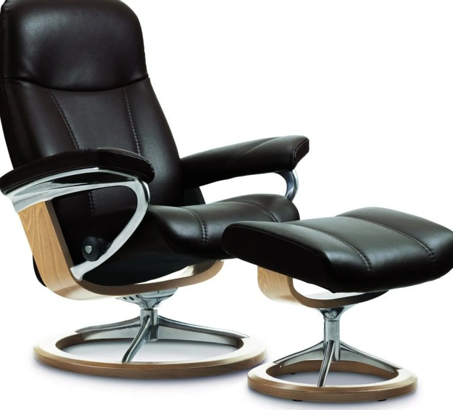 Relaxfauteuils-Stressless Consul Relaxfauteuil + Hocker Light Grey