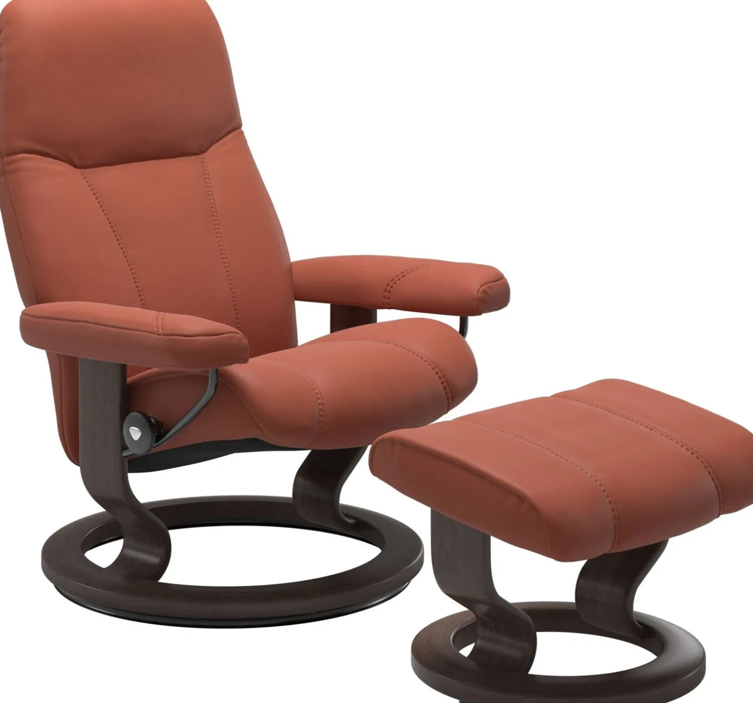 Leren Fauteuils|Relaxfauteuils-Stressless Consul Relaxfauteuil + Hocker Henna