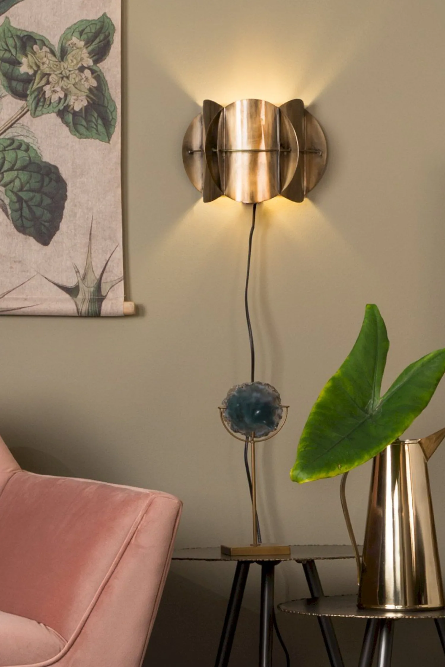 Wandlampen|Wandlampen-Dutchbone Corridor Wandlamp Antique Brass