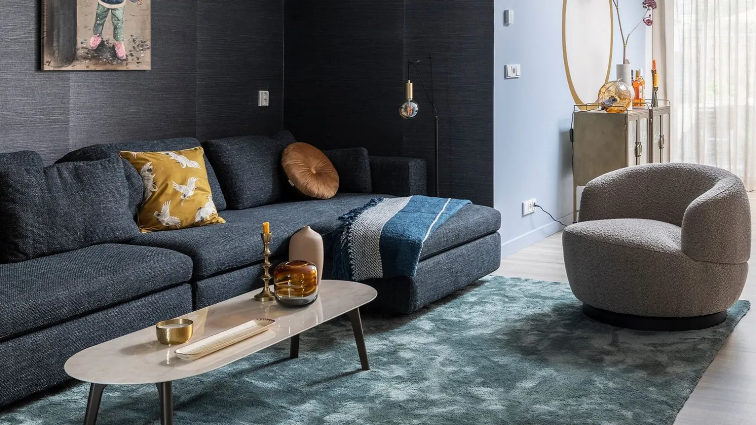 Vloerkleden|Rechthoekige Vloerkleden-Trendhopper Cowan Vloerkleed Blauw