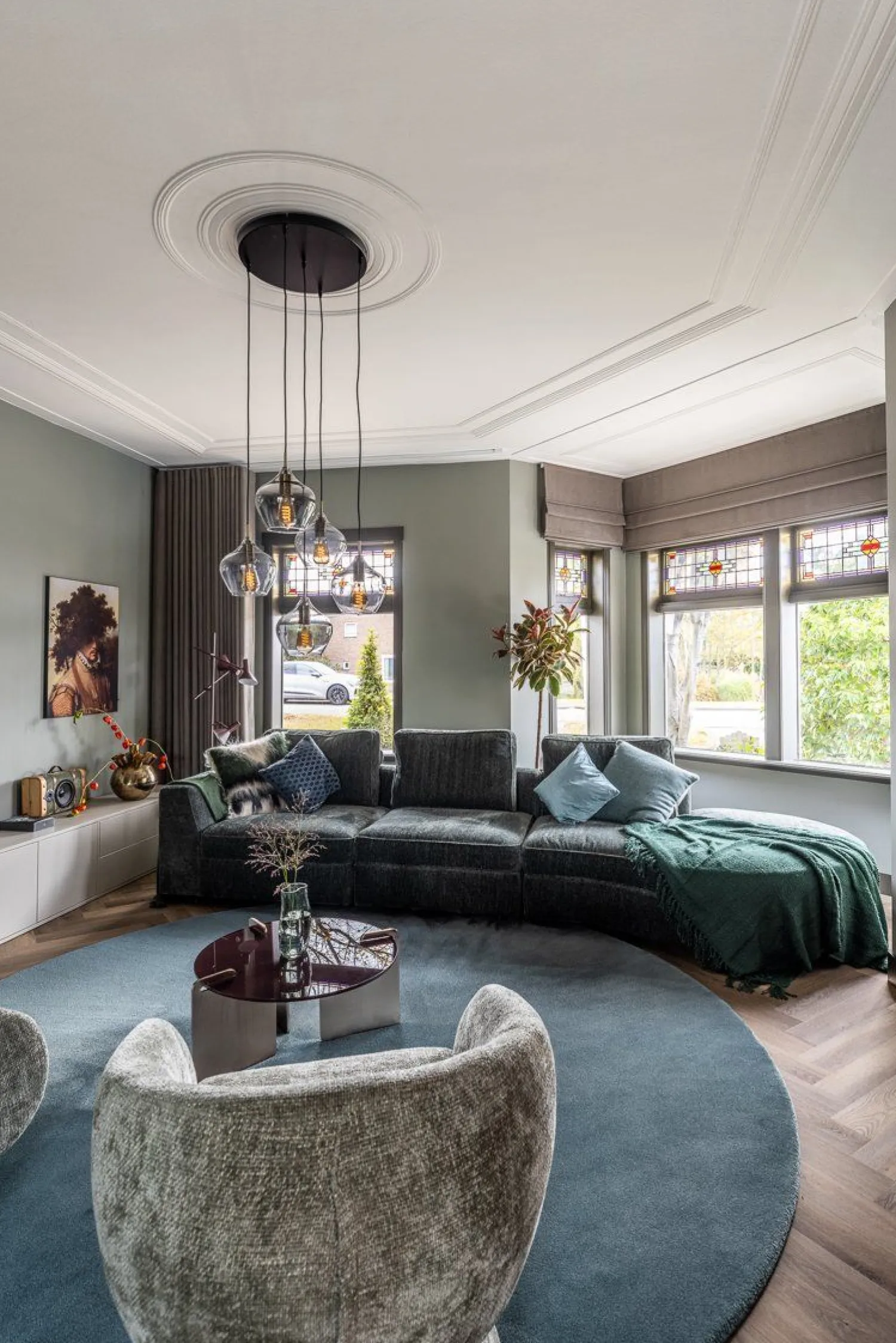 Vloerkleden|Ronde Vloerkleden-Trendhopper Cowan Rond Vloerkleed Blauw