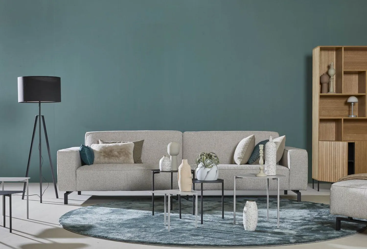 Vloerkleden|Ronde Vloerkleden-Trendhopper Cowan Rond Vloerkleed Blauw