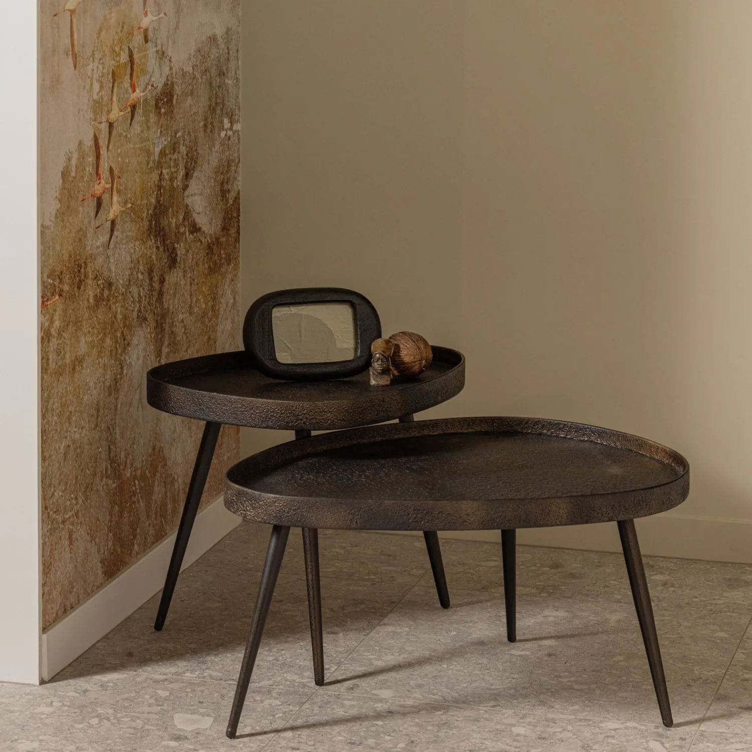 Houten Bijzettafels|Industriële Bijzettafels-WOOOD Crude Bijzettafel Antique Bronze