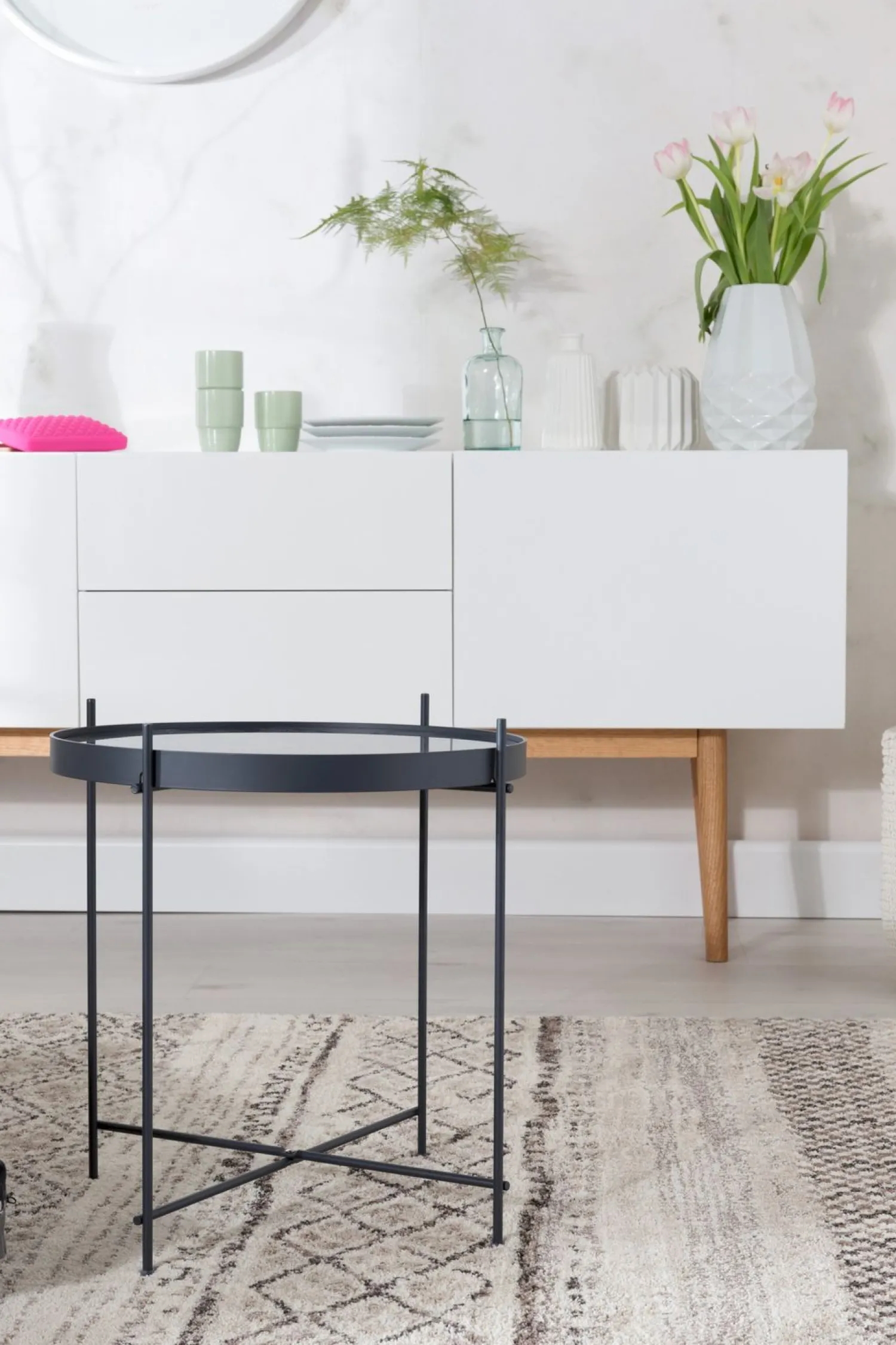 Glazen Bijzettafels|Ronde Bijzettafels-Zuiver Cupid Bijzettafel Black