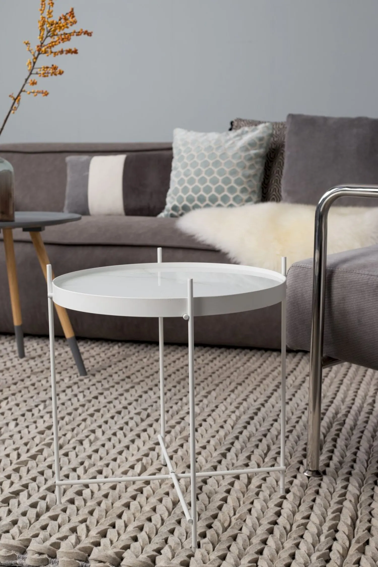 Marmeren Bijzettafels|Ronde Bijzettafels-Zuiver Cupid Marble Bijzettafel White