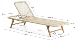 Tuinstoelen-Kave Home Dandara Ligstoel Ecru