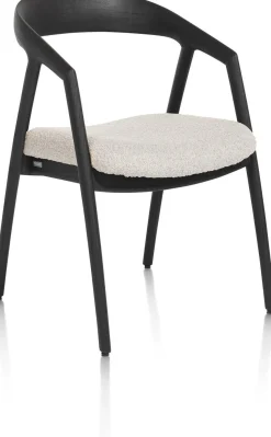 Eetkamerstoelen Met Armleuning-XOOON Dante Armstoel Antraciet, Creme