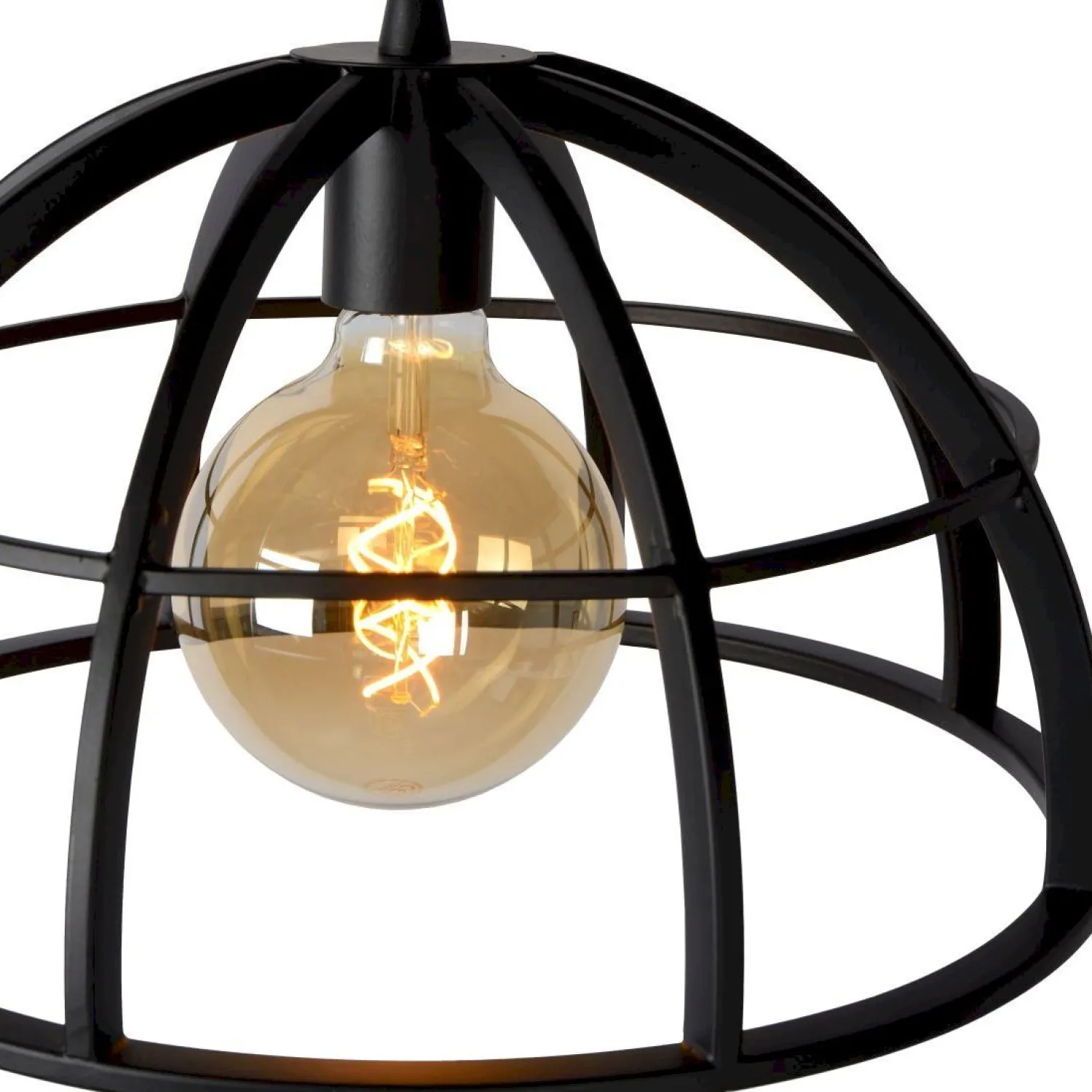 Industriële Hanglampen|Industriële Hanglampen-Lucide Dikra Hanglamp Zwart