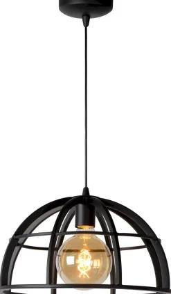Industriële Hanglampen|Industriële Hanglampen-Lucide Dikra Hanglamp Zwart