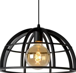Industriële Hanglampen|Industriële Hanglampen-Lucide Dikra Hanglamp Zwart