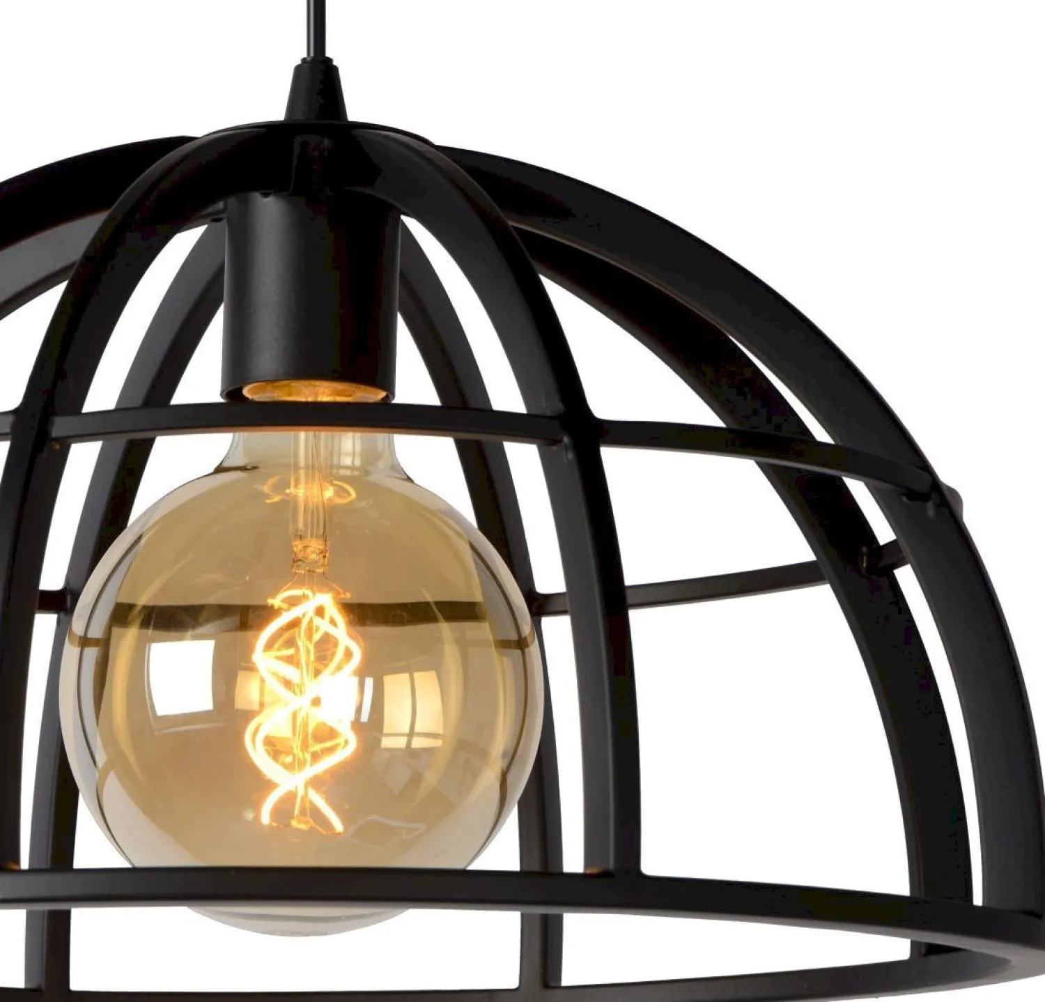 Industriële Hanglampen|Industriële Hanglampen-Lucide Dikra Hanglamp Zwart