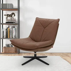 Leren Fauteuils|Draaifauteuils-Eijerkamp Collectie Don Draaifauteuil Tan