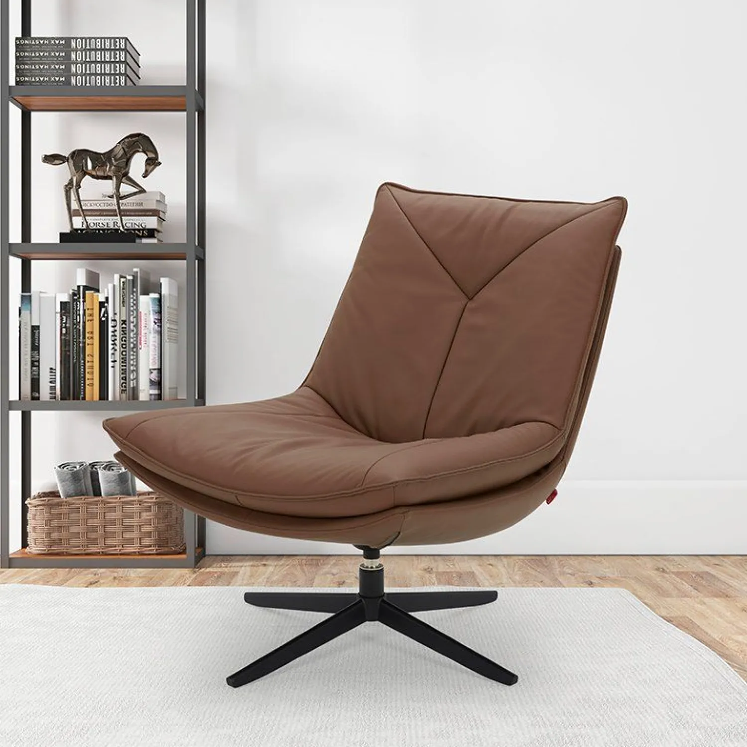 Leren Fauteuils|Draaifauteuils-Eijerkamp Collectie Don Draaifauteuil Tan