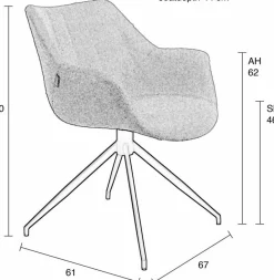 Kuipstoelen|Draaibare Eetkamerstoelen-Zuiver Doulton Swivel (set van 2) Armstoel Natural