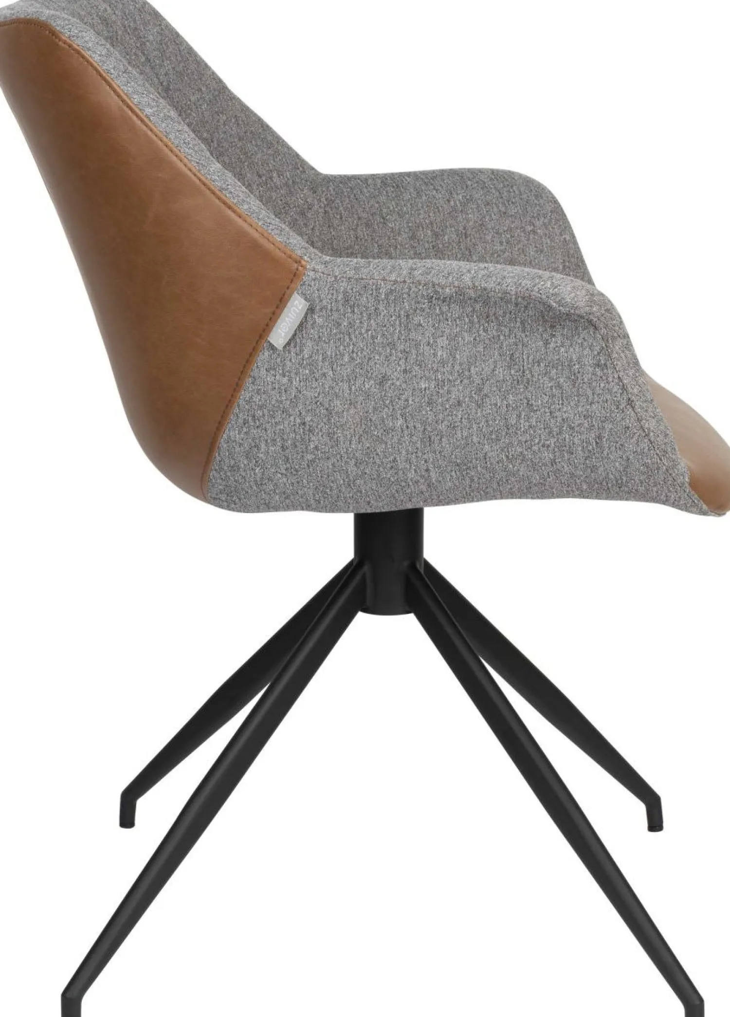 Kuipstoelen|Draaibare Eetkamerstoelen-Zuiver Doulton Swivel (set van 2) Armstoel Vintage Brown