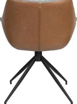 Kuipstoelen|Draaibare Eetkamerstoelen-Zuiver Doulton Swivel (set van 2) Armstoel Vintage Brown