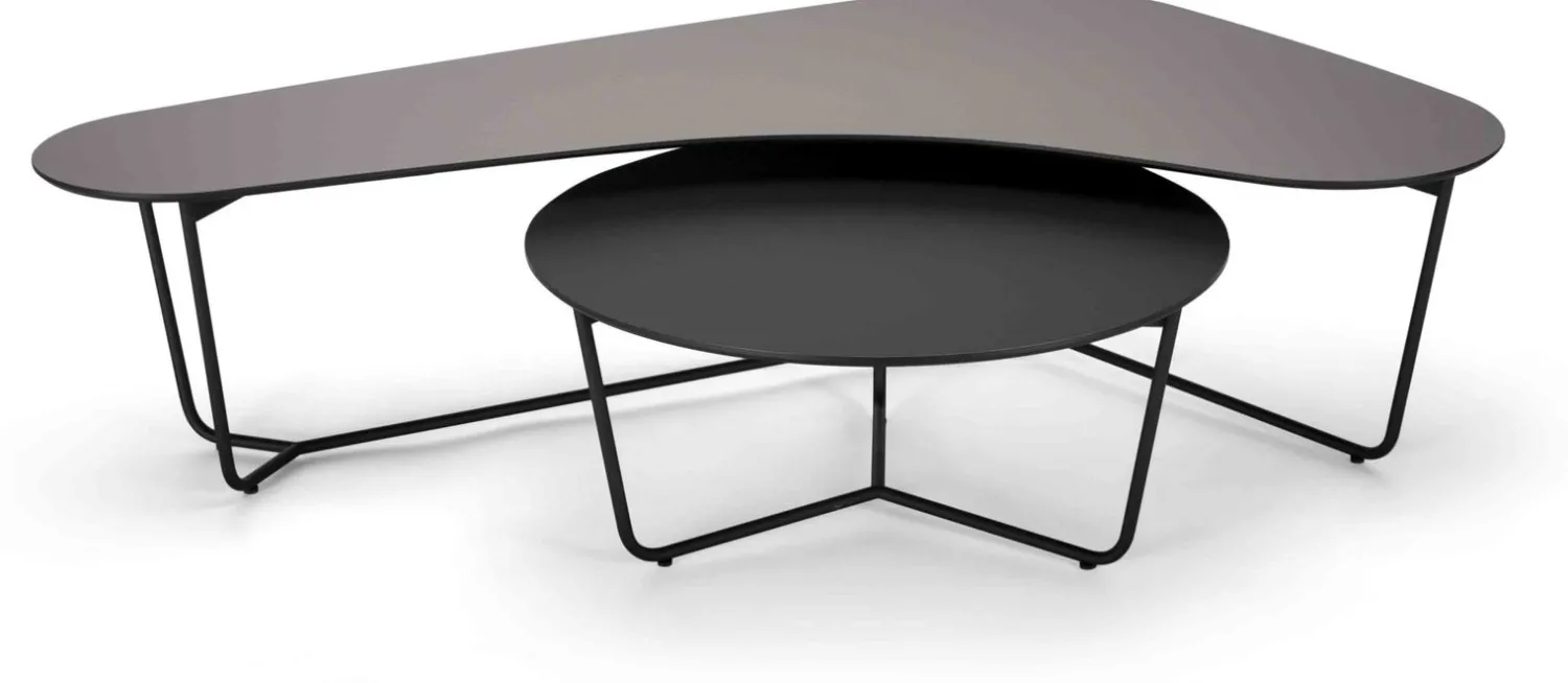 Design Salontafels|Organische Salontafels-Harvink Duo Salontafelset Grijs, Bruin