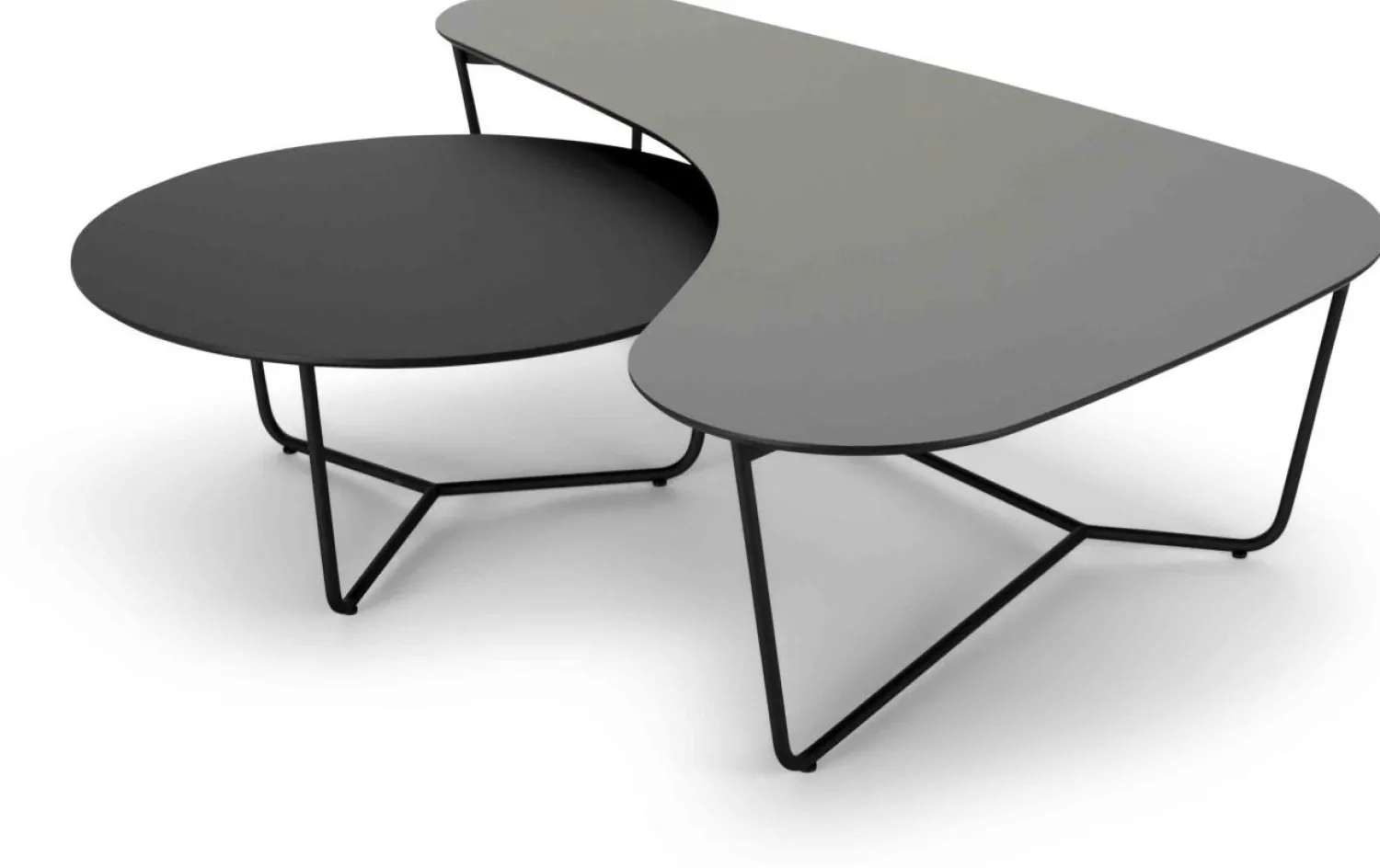 Design Salontafels|Organische Salontafels-Harvink Duo Salontafelset Grijs, Bruin