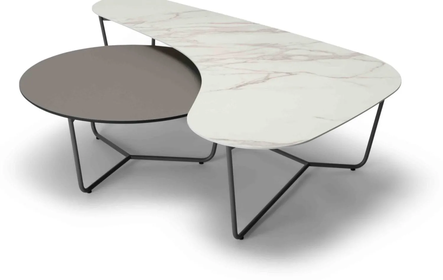 Design Salontafels|Organische Salontafels-Harvink Duo Salontafelset Grijs, Bruin