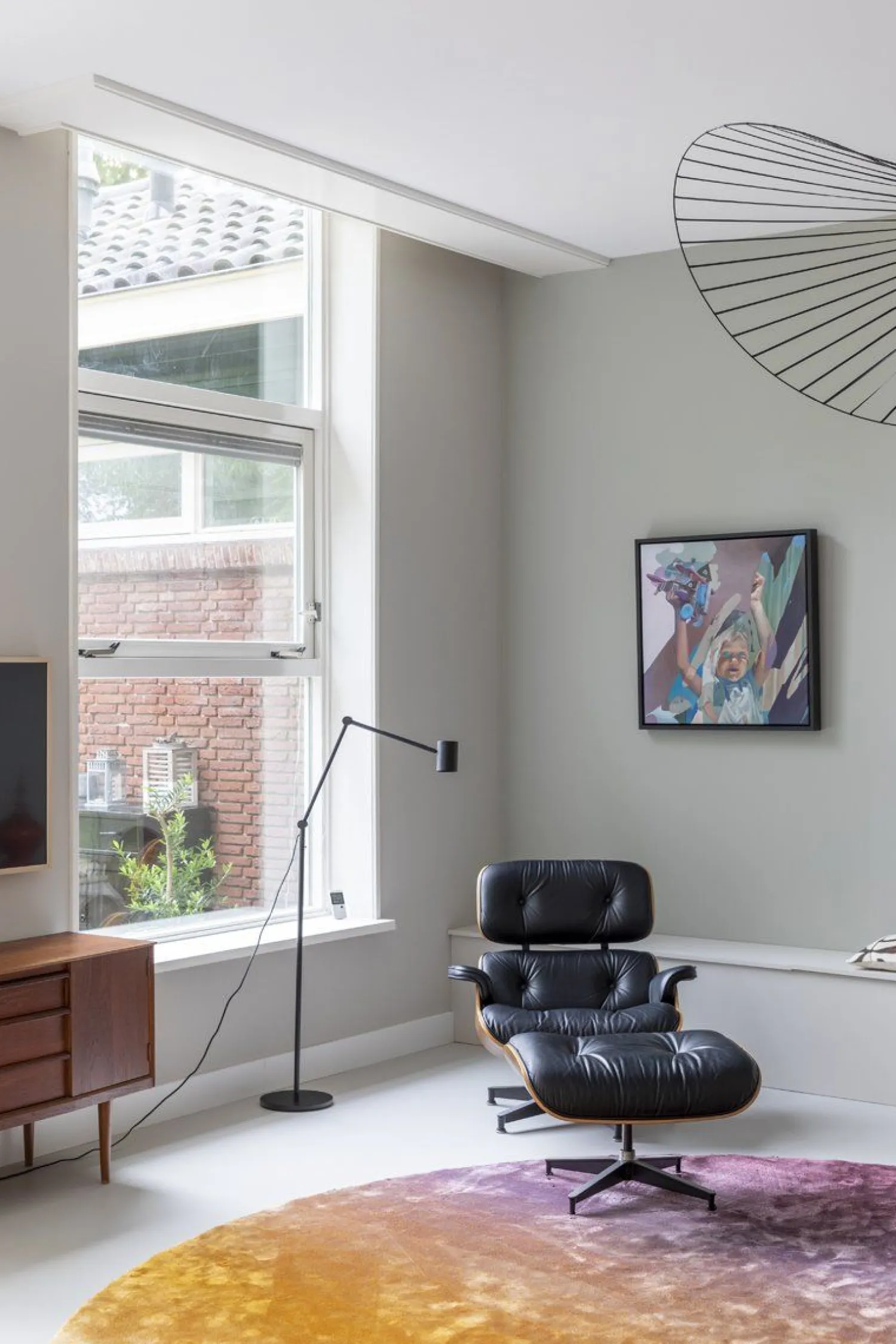 Leren Fauteuils|Draaifauteuils-Vitra Eames Lounge Chair & Hocker Zwart